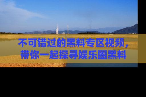 不可错过的黑料专区视频,带你一起探寻娱乐圈黑料
