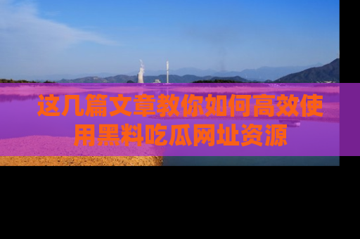 这几篇文章教你如何高效使用黑料吃瓜网址资源